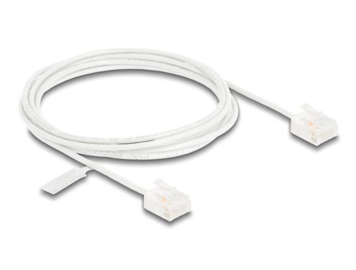 Delock RJ45 hálózati kábel Cat.6 UTP ultravékony 2 m fehér rövid csatlakoztatókkal (80775)