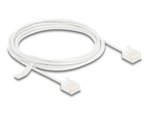 Delock RJ45 hálózati kábel Cat.6 UTP ultravékony 3 m fehér rövid csatlakoztatókkal (80776)
