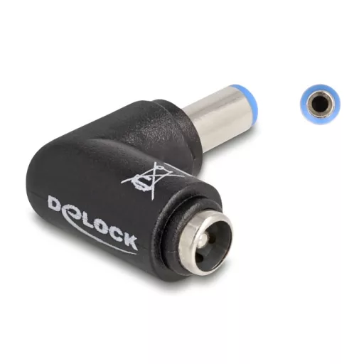 Delock DC adapter 5,5 x 2,1 mm apa   5,5 x 2,1 anya 90 -ban hajlított (80794)