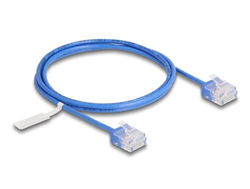 Delock RJ45 hálózati kábel Cat.6 UTP ultravékony 1 m kék rövid csatlakoztatókkal (80796)