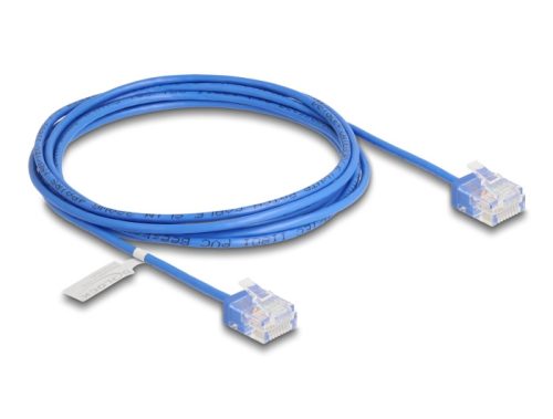 Delock RJ45 hálózati kábel Cat.6 UTP ultravékony 2 m kék rövid csatlakoztatókkal (80797)