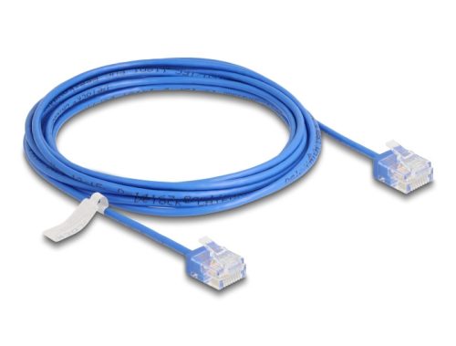 Delock RJ45 hálózati kábel Cat.6 UTP ultravékony 3 m kék rövid csatlakoztatókkal (80798)