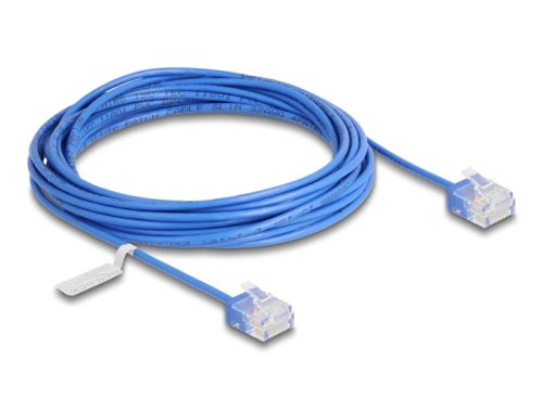 Delock RJ45 hálózati kábel Cat.6 UTP ultravékony 5 m kék rövid csatlakoztatókkal (80799)