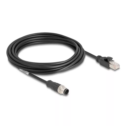 Delock Kábel M12 A kódolt 8 tűs apa - RJ45 apa PVC 5 m (80811)