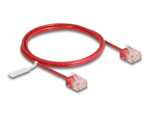 Delock RJ45 hálózati kábel Cat.6 UTP ultravékony 1 m piros rövid csatlakoztatókkal (80812)