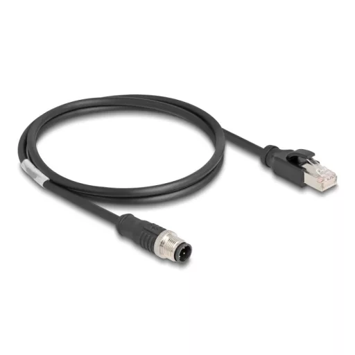 Delock Kábel M12 D kódolt 4 tűs apa - RJ45 apa PVC 1 m (80850)