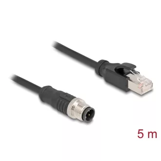   Delock Kábel M12 D kódolt 4 tűs apa - RJ45 apa PVC 5 m hosszú (80852)