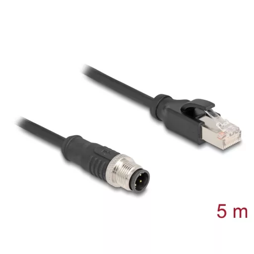 Delock Kábel M12 D kódolt 4 tűs apa - RJ45 apa PVC 5 m hosszú (80852)