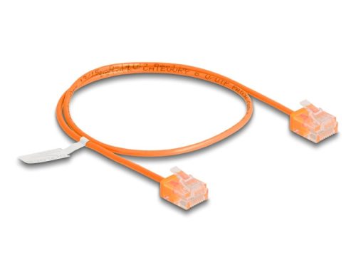 Delock RJ45 hálózati kábel Cat.6 UTP ultravékony 0,5 m narancssárga rövid csatlakoztatókkal (80854)