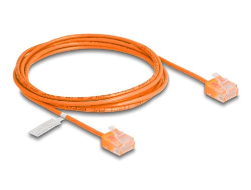 Delock RJ45 hálózati kábel Cat.6 UTP ultravékony 2 m narancssárga rövid csatlakoztatókkal (80856)
