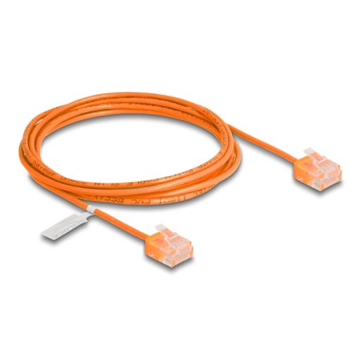 Delock RJ45 hálózati kábel Cat.6 UTP ultravékony 2 m narancssárga rövid csatlakoztatókkal (80856)