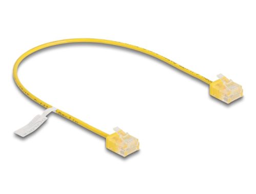 Delock RJ45 hálózati kábel Cat.6 UTP ultravékony 0,3 m sárga rövid csatlakoztatókkal (80859)