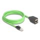 Delock RJ45 hálózat bővítő kábel Cat.6A apa - anya SF/UTP alkalmas kábelvezető láncokhoz PUR (TPU) 2 m zöld (80881)