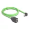 Delock RJ45 hálózat bővítő kábel Cat.6A apa felfelé néző csatlakozódugóval - anya SF/UTP alkalmas kábelvezető láncokhoz PUR (TPU) 1 m zöld (80883)
