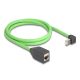 Delock RJ45 hálózat bővítő kábel Cat.6A apa felfelé néző csatlakozódugóval - anya SF/UTP alkalmas kábelvezető láncokhoz PUR (TPU) 1 m zöld (80883)