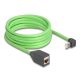 Delock RJ45 hálózat bővítő kábel Cat.6A apa felfelé néző csatlakozódugóval - anya SF/UTP alkalmas kábelvezető láncokhoz PUR (TPU) 5 m zöld (80885)