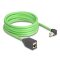 Delock RJ45 hálózat bővítő kábel Cat.6A apa lefelé néző csatlakozódugóval - anya SF/UTP alkalmas kábelvezető láncokhoz PUR (TPU) 5 m zöld (80888)