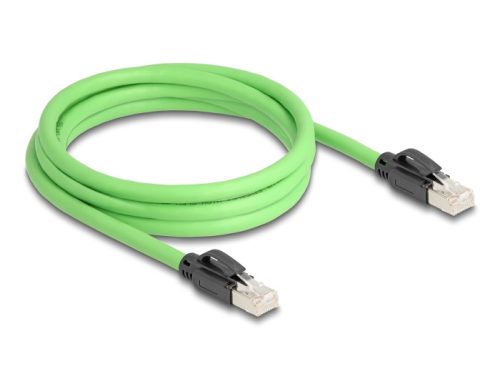 Delock RJ45 hálózati kábel Cat.6A apa   apa SF/UTP alkalmas kábelvezető láncokhoz PUR (TPU) 2 m zöld (80890)