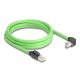 Delock RJ45 hálózati kábel Cat.6A apa - apa lefelé néző csatlakozódugóval SF/UTP alkalmas kábelvezető láncokhoz PUR (TPU) 2 m zöld (80896)