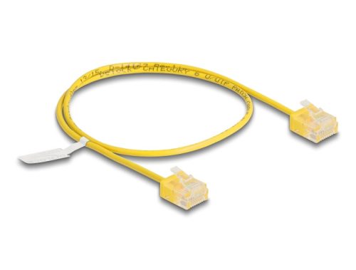 Delock RJ45 hálózati kábel Cat.6 UTP ultravékony 0,5 m sárga rövid csatlakoztatókkal (80898)