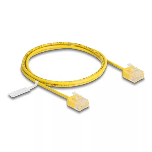 Delock RJ45 hálózati kábel Cat.6 UTP ultravékony 1 m sárga rövid csatlakoztatókkal (80899)