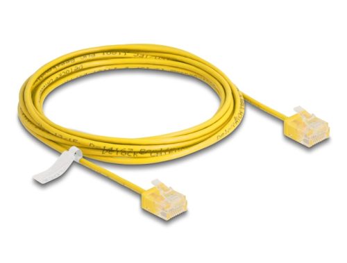 Delock RJ45 hálózati kábel Cat.6 UTP ultravékony 3 m sárga rövid csatlakoztatókkal (80913)