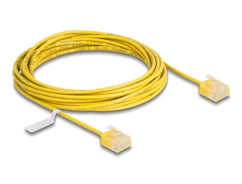 Delock RJ45 hálózati kábel Cat.6 UTP ultravékony 5 m sárga rövid csatlakoztatókkal (80914)