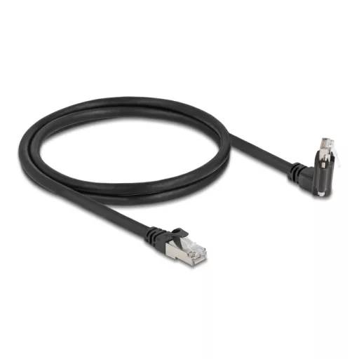 Delock GigE kamera kábel RJ45 apa 45 -ban elcsavart és 90 -ban hajlított szögekkel - RJ45 apa Cat.6 S/FTP 1 m fekete (80917)