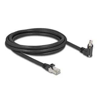   Delock GigE kamera kábel RJ45 apa 45 -ban elcsavart és 90 -ban hajlított szögekkel - RJ45 apa Cat.6 S/FTP 2 m fekete (80918)