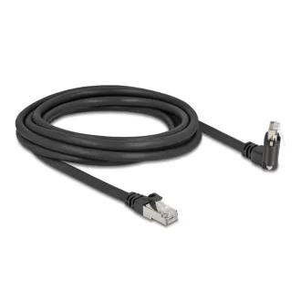   Delock GigE kamera kábel RJ45 apa 45 -ban elcsavart és 90 -ban hajlított szögekkel - RJ45 apa Cat.6 S/FTP 3 m fekete (80919)