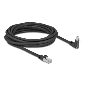   Delock GigE kamera kábel RJ45 apa 45 -ban elcsavart és 90 -ban hajlított szögekkel - RJ45 apa Cat.6 S/FTP 5 m fekete (80920)