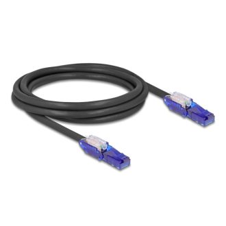   Delock RJ45 hálózati kábel Cat.6 UTP 180 -os hajlítással apák fekete színű 2 m (80927)
