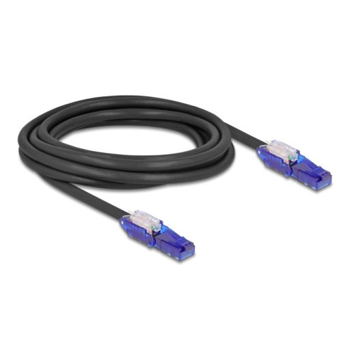 Delock RJ45 hálózati kábel Cat.6 UTP 180 -os hajlítással apák fekete színű 3 m (80928)