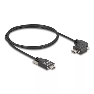   Delock USB 2.0 kábel USB Type-C  apa csatlakozó csavarokkal - USB Type-C  apa csatlakozó csavarokkal ívelt bal / jobb PD 3.0 60 W 1 m (80956)