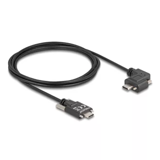   Delock USB 2.0 kábel USB Type-C  apa csatlakozó csavarokkal - USB Type-C  apa csatlakozó csavarokkal ívelt bal / jobb PD 3.0 60 W 2 m (80957)