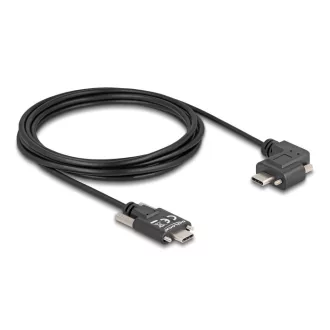   Delock USB 2.0 kábel USB Type-C  apa csatlakozó csavarokkal - USB Type-C  apa csatlakozó csavarokkal ívelt bal / jobb PD 3.0 60 W 3 m (80958)