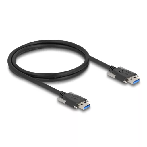 Delock USB 5 Gbps kábel A-típusú apa - A-típusú apa 22 mm-es csavar távolsággal 1 m, fekete (80998)