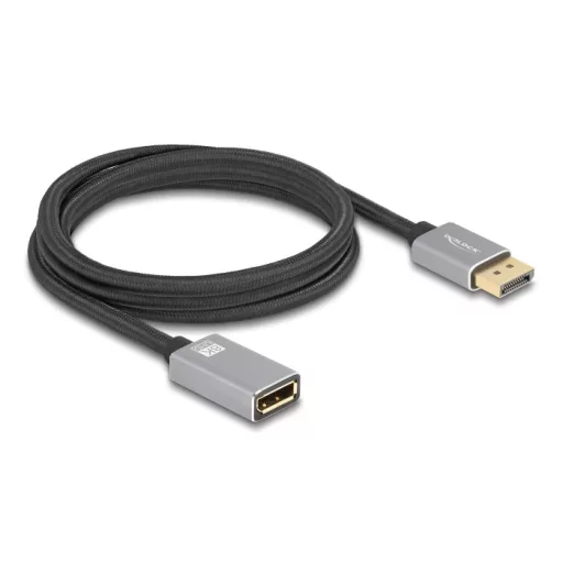 Delock DisplayPort bővítőkábel 8K 60 Hz 2 m szürke fém retesz nélküli (81080)