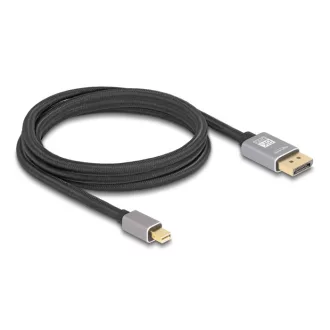   Delock Mini DisplayPort - DisplayPort-kábel 8K 60 Hz 2 m szürke fém retesz nélküli (81092)