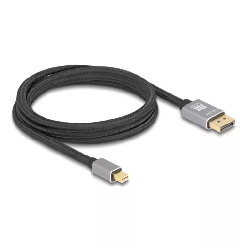 Delock Mini DisplayPort - DisplayPort-kábel 8K 60 Hz 2 m szürke fém retesz nélküli (81092)