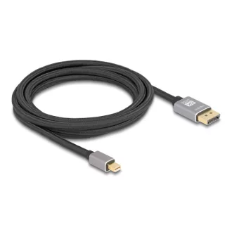   Delock Mini DisplayPort - DisplayPort-kábel 8K 60 Hz 3 m szürke fém retesz nélküli (81093)