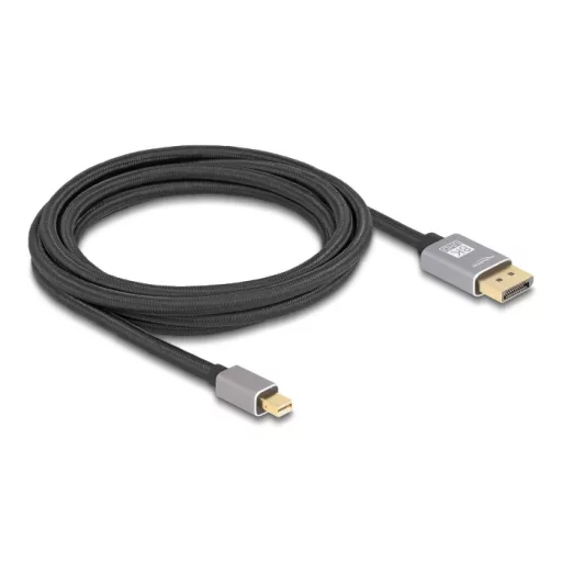 Delock Mini DisplayPort - DisplayPort-kábel 8K 60 Hz 3 m szürke fém retesz nélküli (81093)