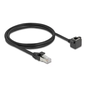   Delock Hálózat bővítő kábel RJ45 apa - RJ45 anya 90 -ban hajlított, Cat.6 F/UTP, 1 m, fekete (81097)