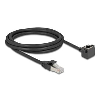   Delock Hálózat bővítő kábel RJ45 apa - RJ45 anya 90 -ban hajlított, Cat.6 F/UTP, 2 m, fekete (81098)