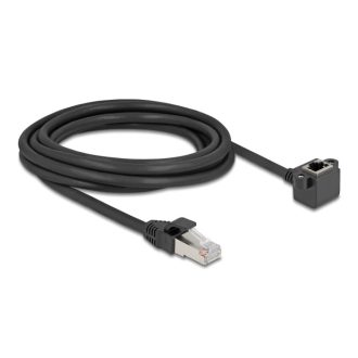   Delock Hálózat bővítő kábel RJ45 apa - RJ45 anya 90 -ban hajlított, Cat.6 F/UTP, 3 m, fekete (81099)