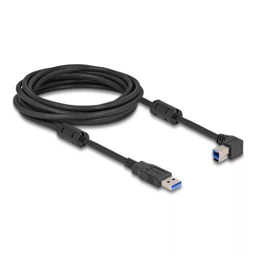 Delock USB 5 Gbps kábel A-típusú apa - B-típusú apa 90  balra hajlítva 5 m (81103)