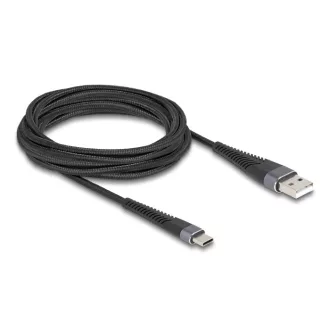   Delock USB 2.0 kábel A-típusú USB apa - USB Type-C  apa meghosszabbított hajlítás védelemmel 3 m (81123)