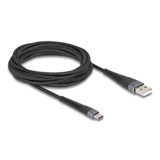 Delock USB 2.0 kábel A-típusú USB apa - USB Type-C  apa meghosszabbított hajlítás védelemmel 3 m (81123)
