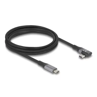   Delock USB 20 Gbps Kábel, ívelt bal / jobb, USB PD 3.1 Extended Power Range 240 W 2 m (81132)