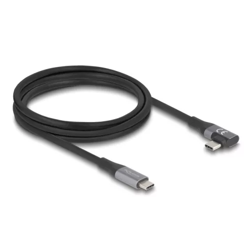 Delock USB 20 Gbps Kábel, ívelt bal / jobb, USB PD 3.1 Extended Power Range 240 W 2 m (81132)